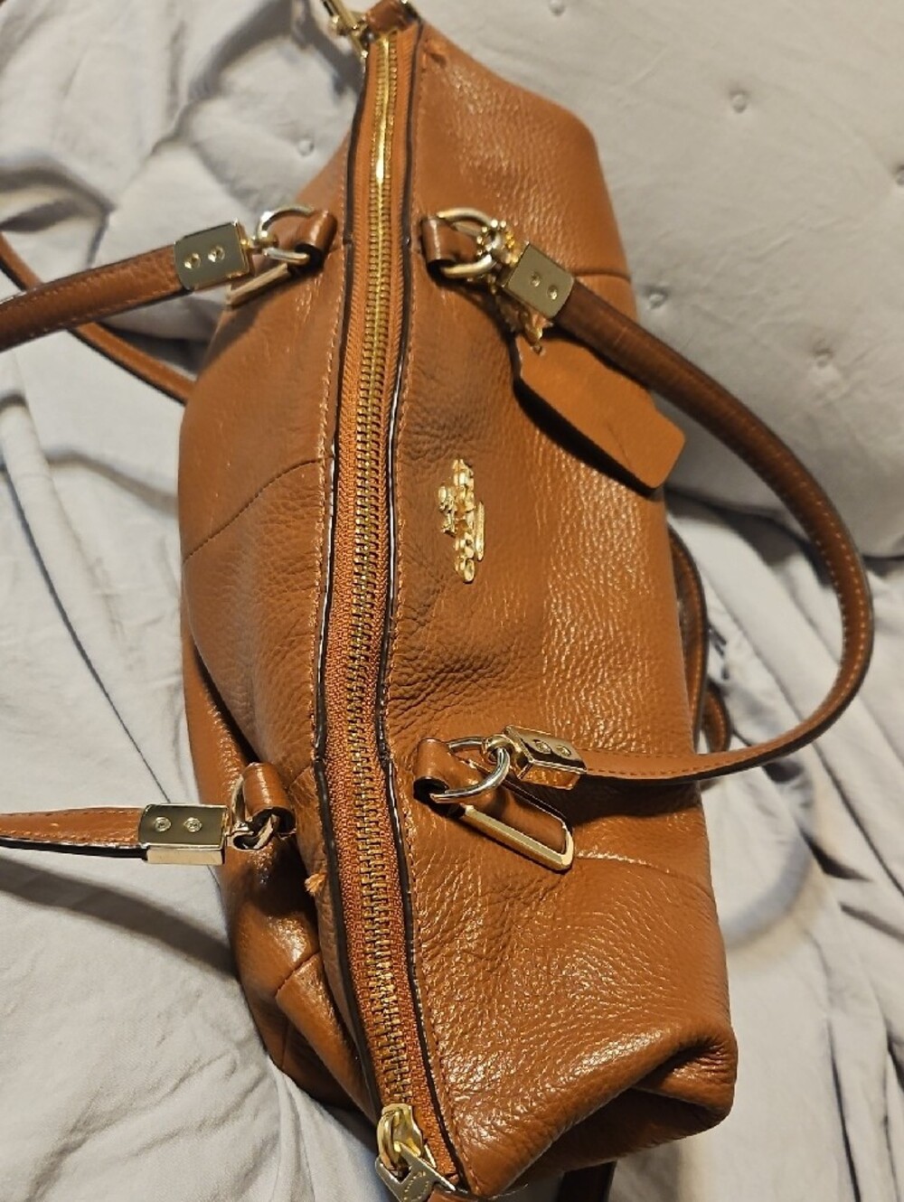 Coach Brown Pebbled Leather Crossbody/Handbag - Picture 8 of 11